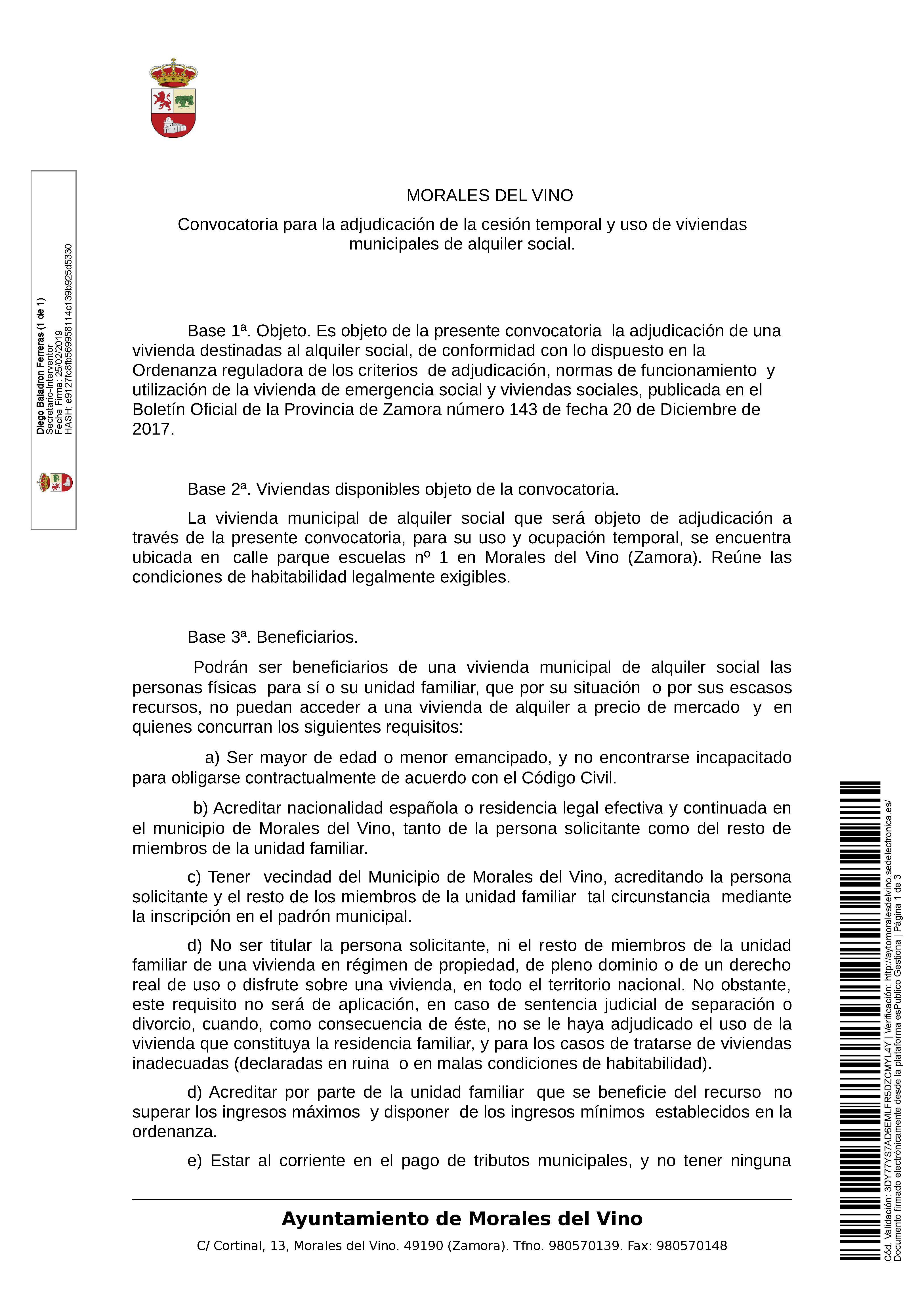 20190225 anuncio convocatoira para la adjudicación de viviendas sociales Página 1